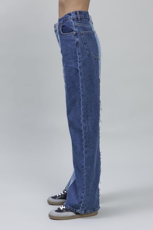 Bayan Mavi Bicolor Denim Pantolon - BSL