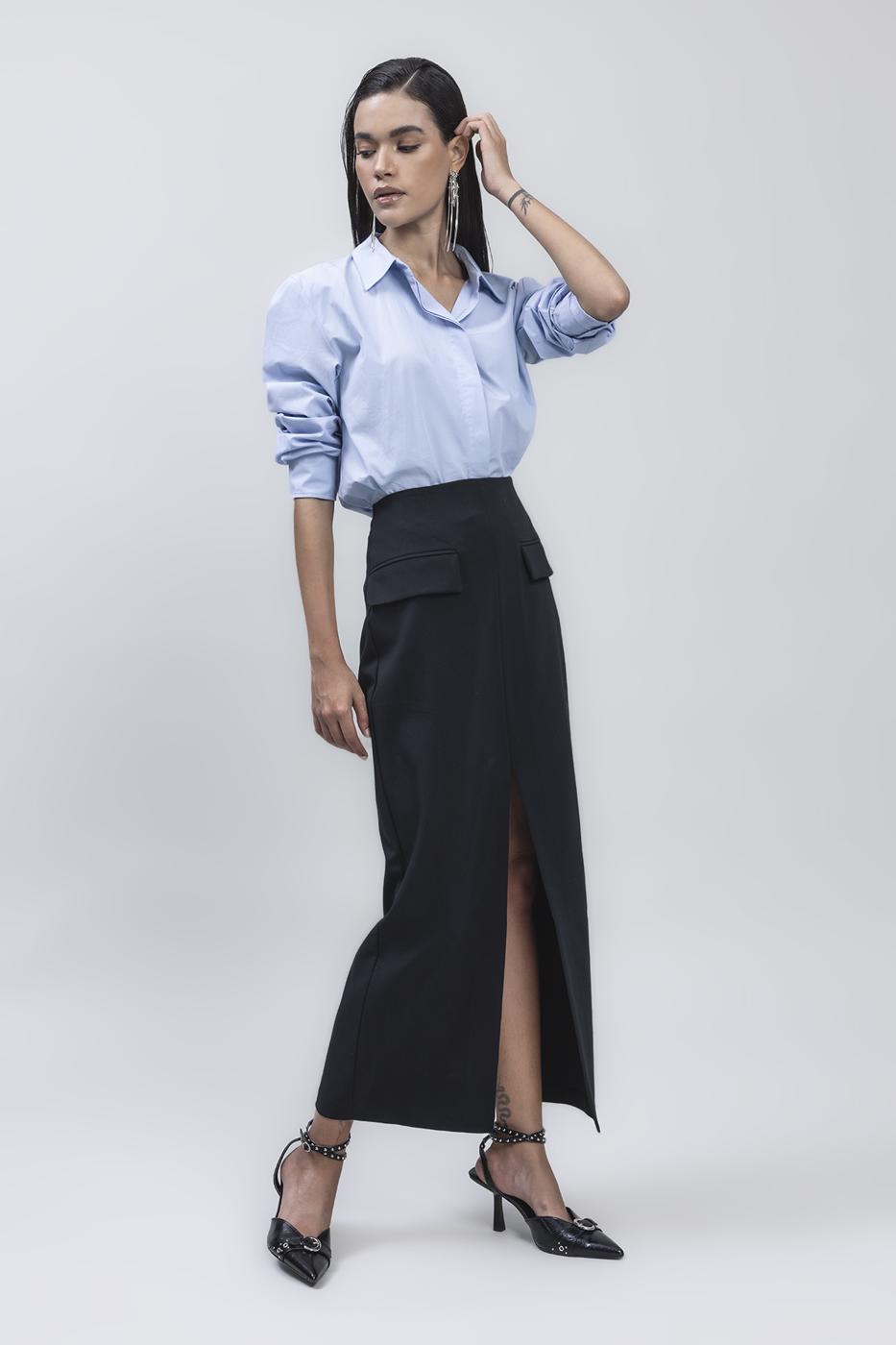 Bayan Mavi Poplin Gömlek