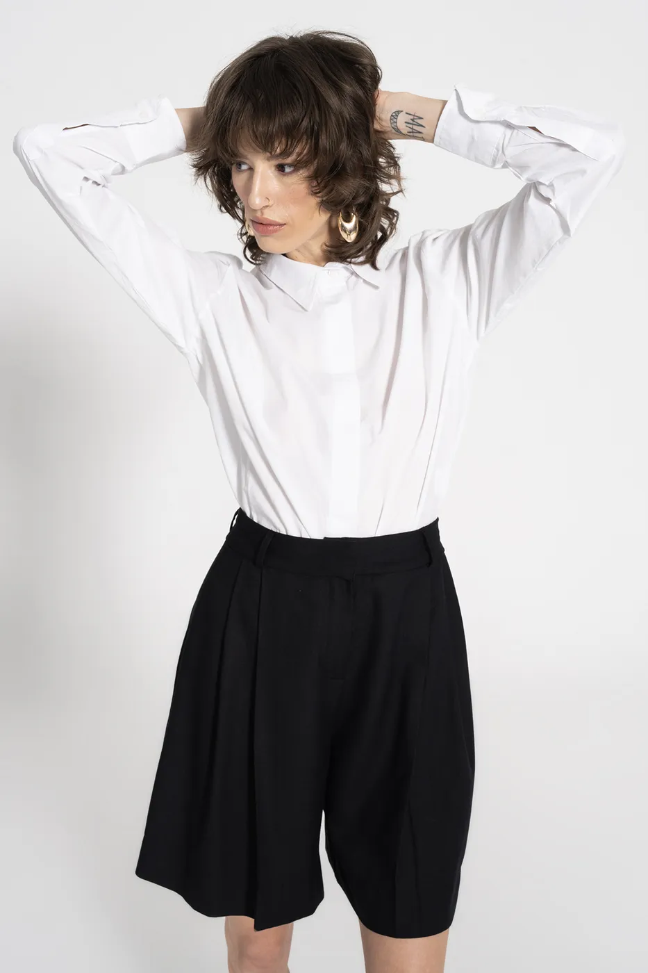 Bayan Ekru Poplin Gömlek