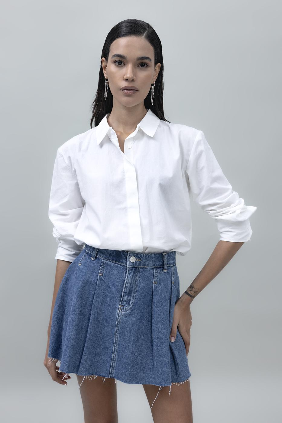 Bayan Beyaz Poplin Gömlek