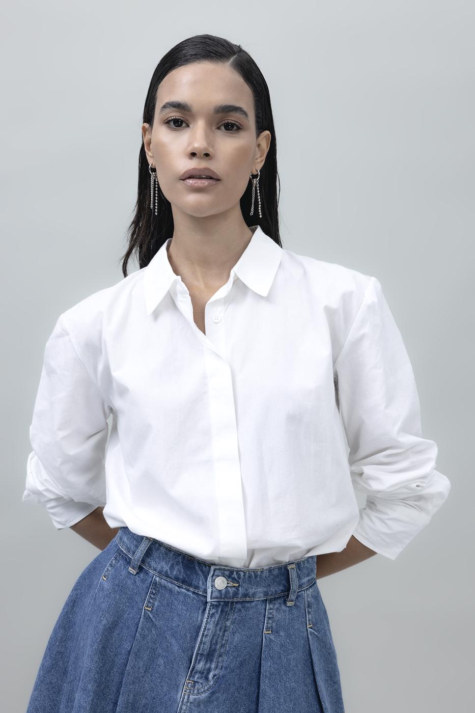 Bayan Beyaz Poplin Gömlek