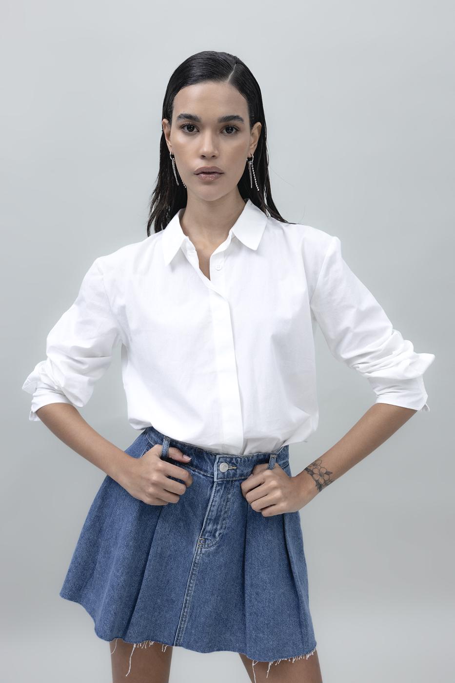 Bayan Beyaz Poplin Gömlek