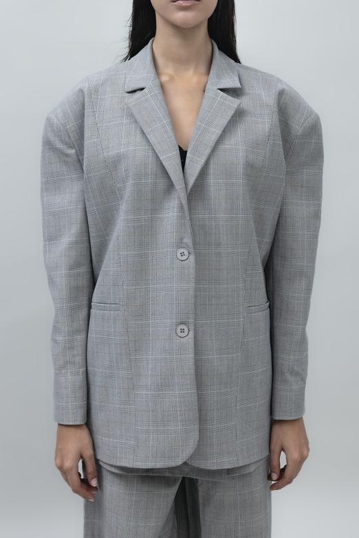 Bayan Gri Oversize Blazer Ceket - BSL