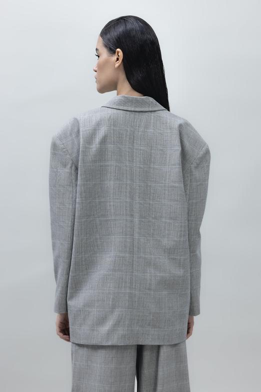 Bayan Gri Oversize Blazer Ceket - BSL
