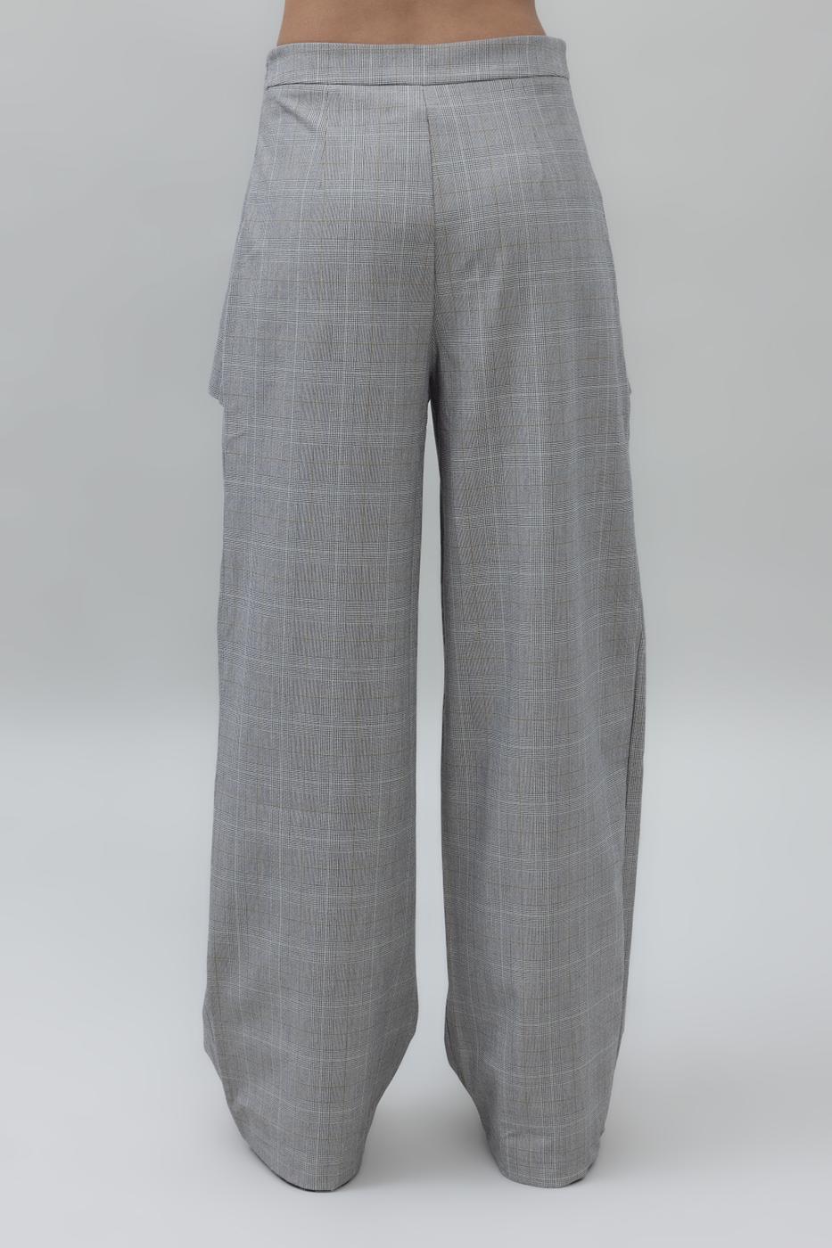 Bayan Gri Mini Etekli Palazzo Pantolon