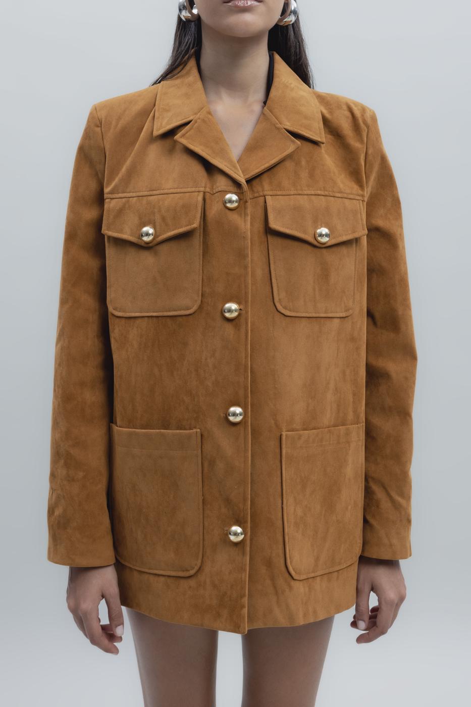 Bayan Camel Süet Görünümlü Ceket