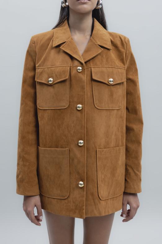 Bayan Camel Süet Görünümlü Ceket - BSL