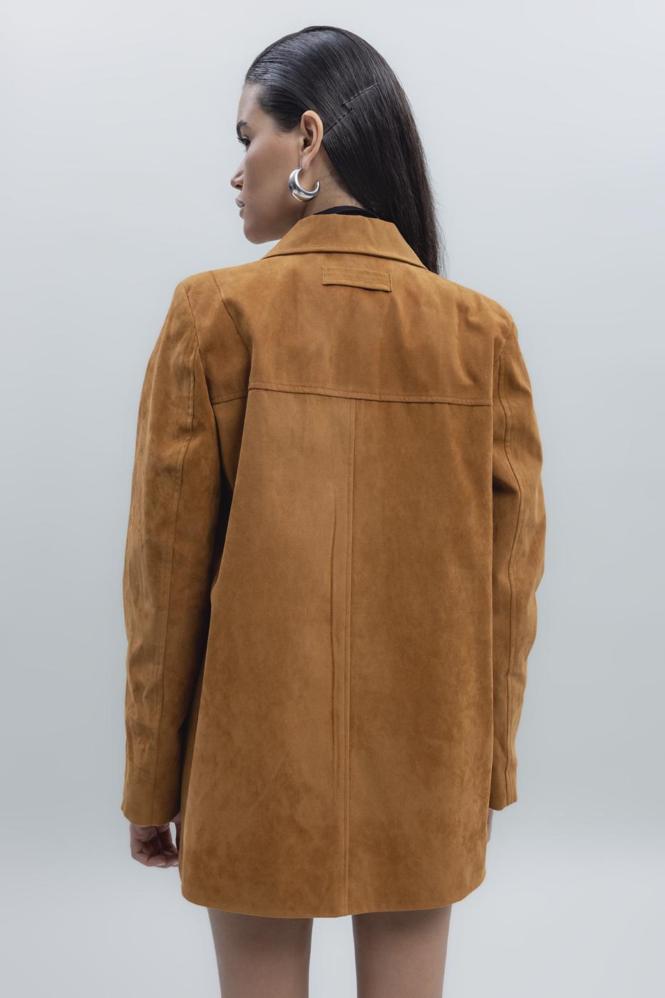 Bayan Camel Süet Görünümlü Ceket