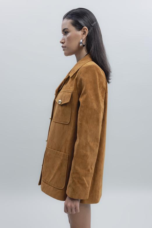 Bayan Camel Süet Görünümlü Ceket - BSL