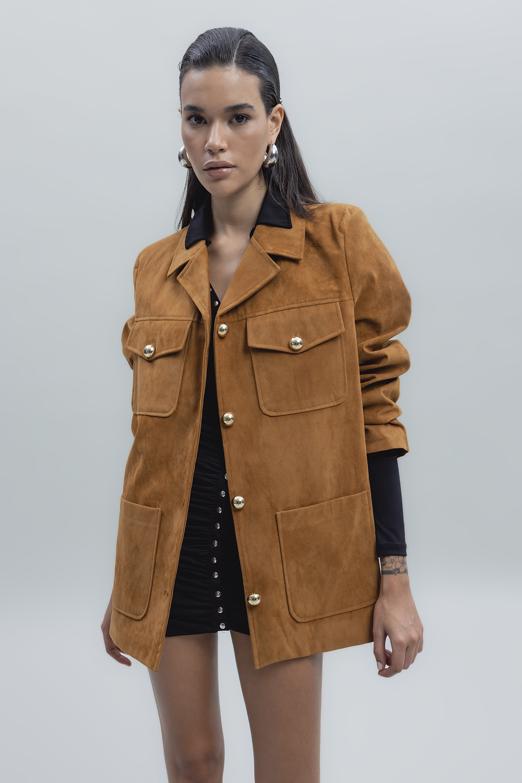 Bayan Camel Süet Görünümlü Ceket - BSL