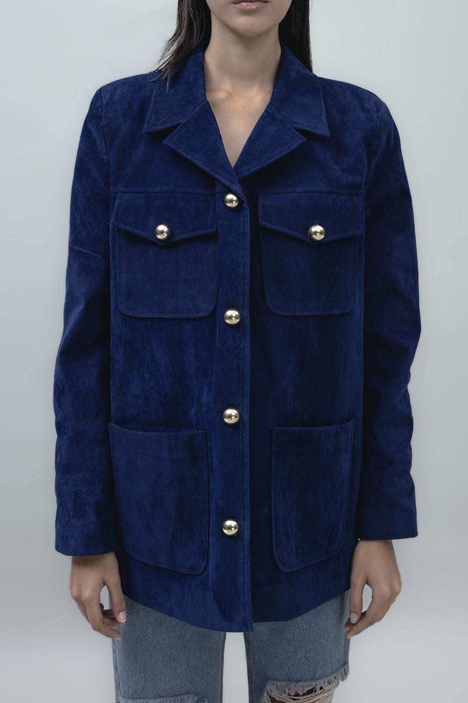 Bayan Lacivert Süet Görünümlü Ceket