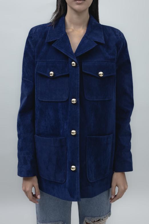 Bayan Lacivert Süet Görünümlü Ceket - BSL