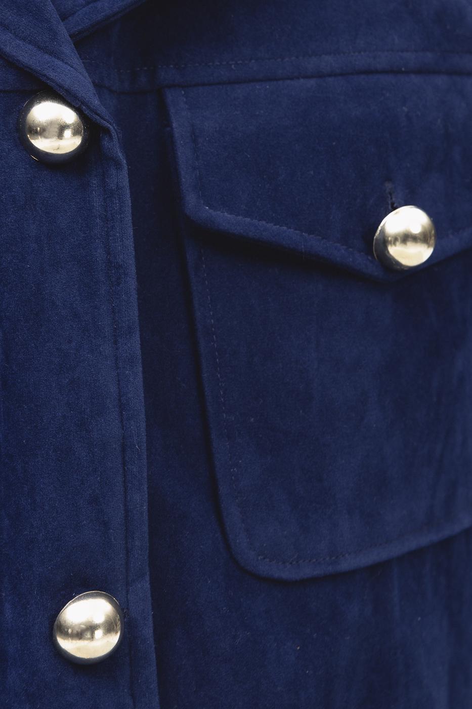 Bayan Lacivert Süet Görünümlü Ceket