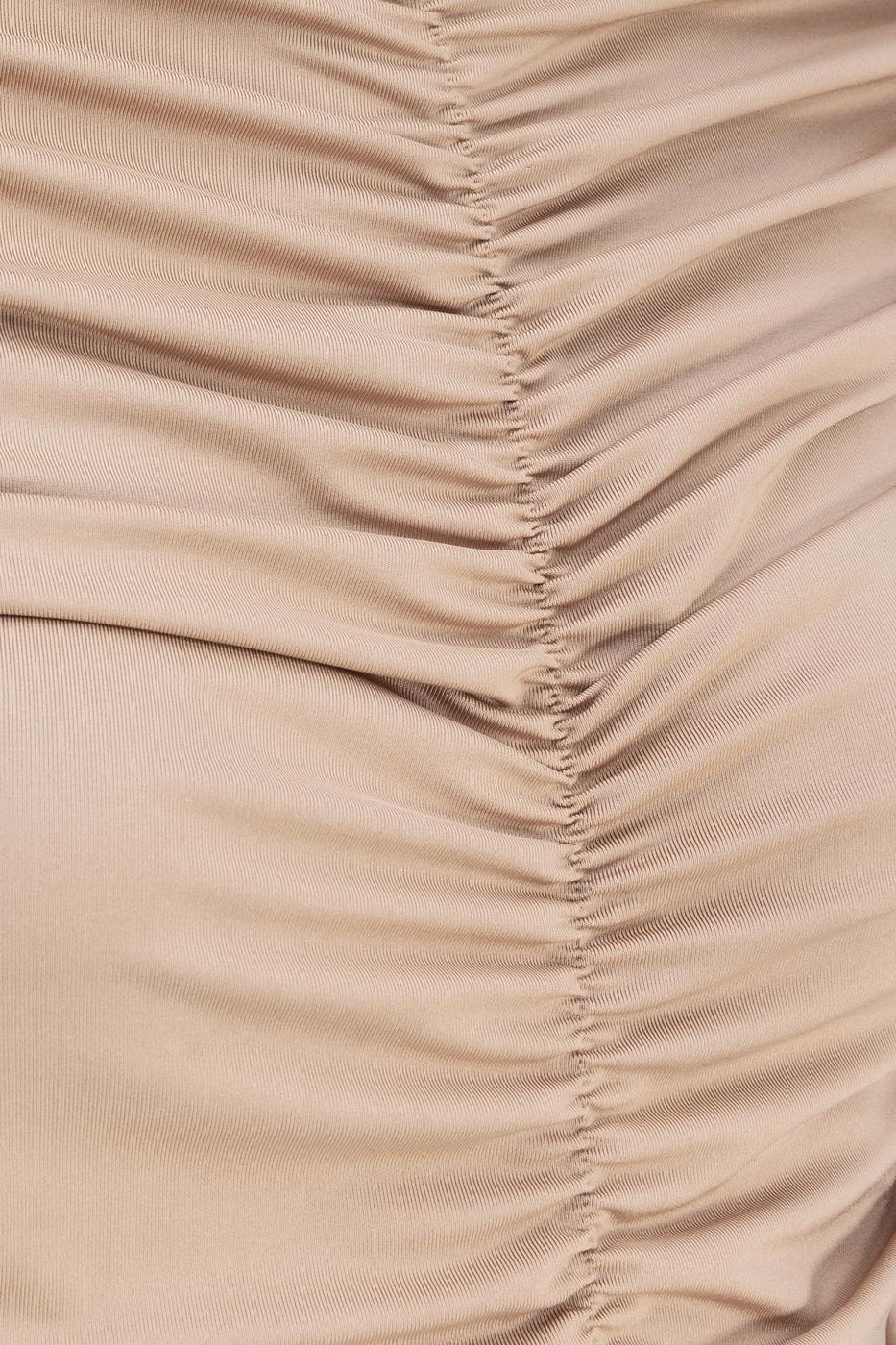 Bayan Bej Dik Yakalı Drapeli Top