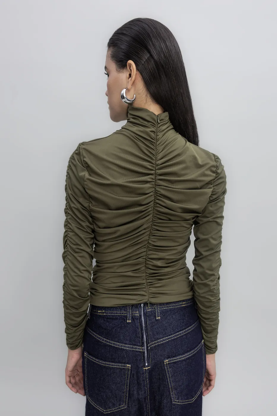 Bayan Haki Dik Yakalı Drapeli Top