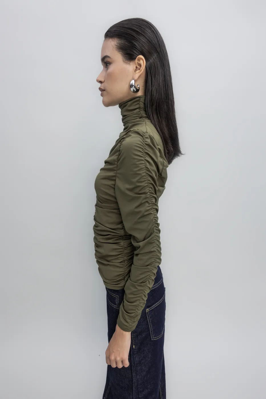 Bayan Haki Dik Yakalı Drapeli Top