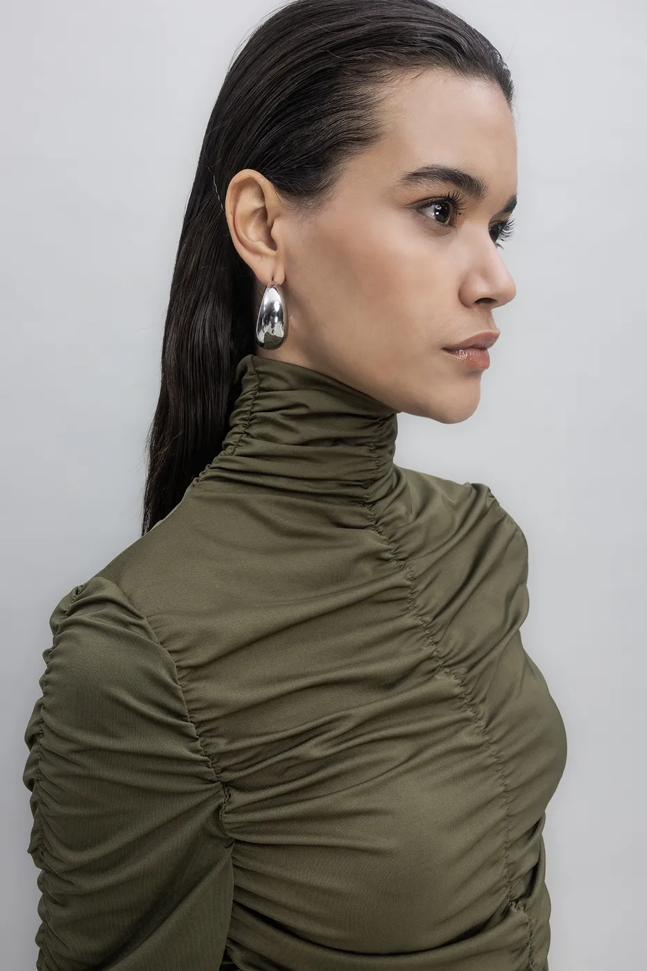 Bayan Haki Dik Yakalı Drapeli Top