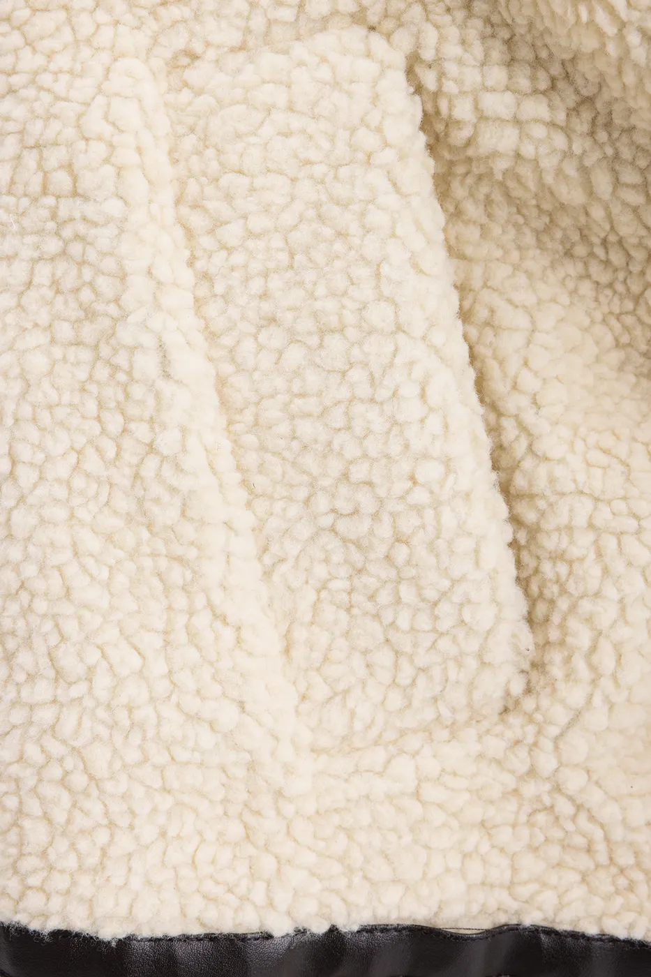 Bayan Bej Suni Kürklü Biker Ceket