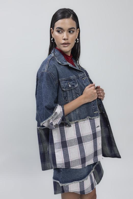 Bayan Mavi Garnili Denim Mont - BSL