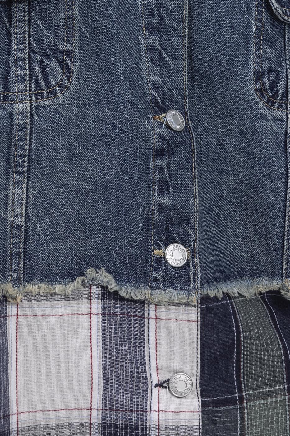 Bayan Mavi Garnili Denim Mont