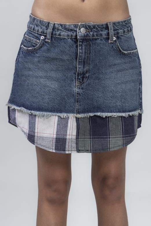 Bayan  Garnili Denim Mini Etek