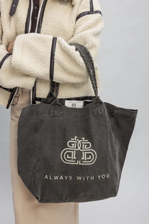 Bayan Kahverengi Nakışlı Bez Çanta - BSL