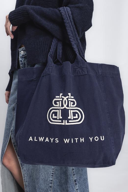 Bayan Lacivert Nakışlı Bez Çanta - BSL