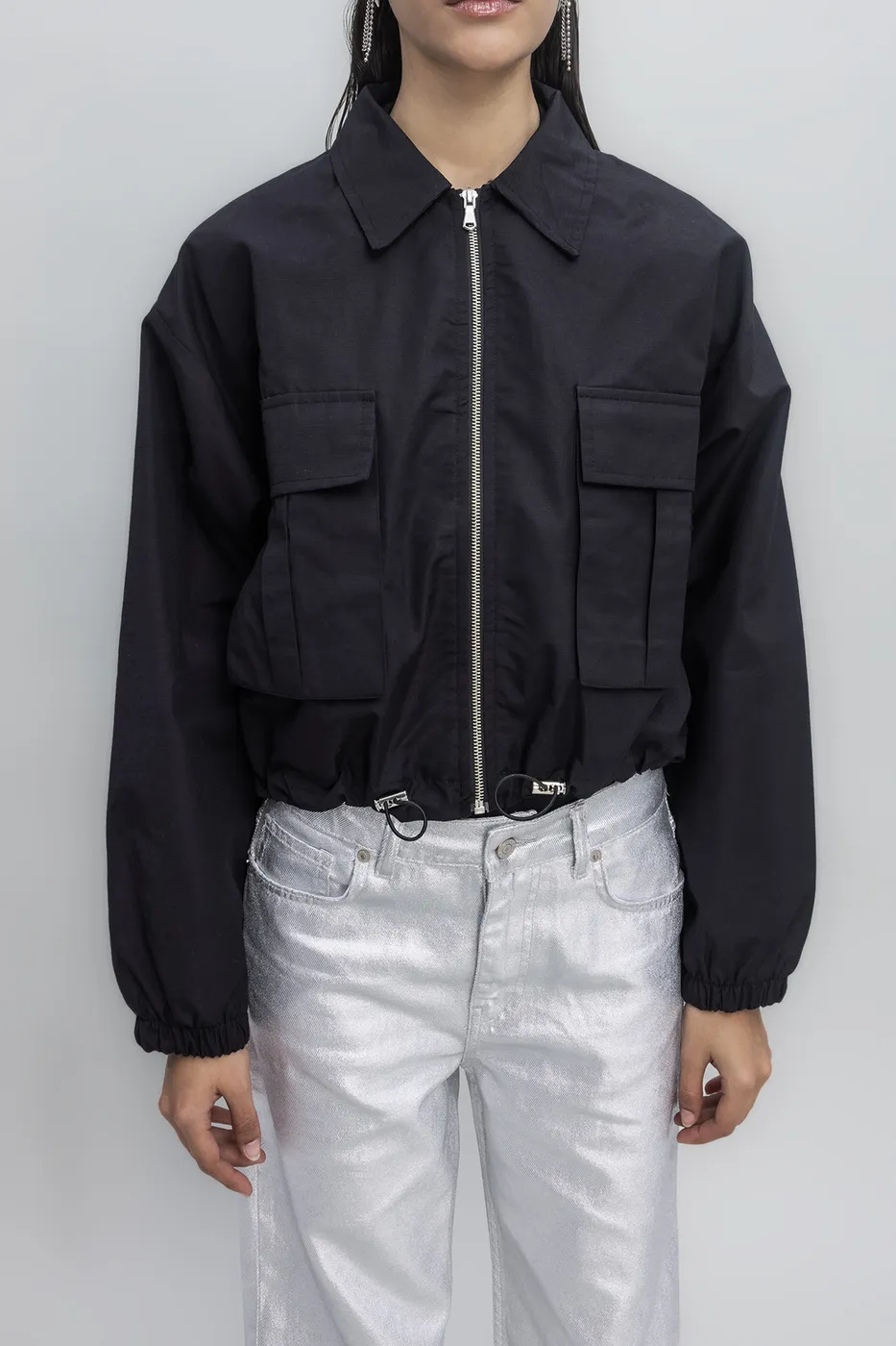 Bayan Siyah Kargo Cepli Mont