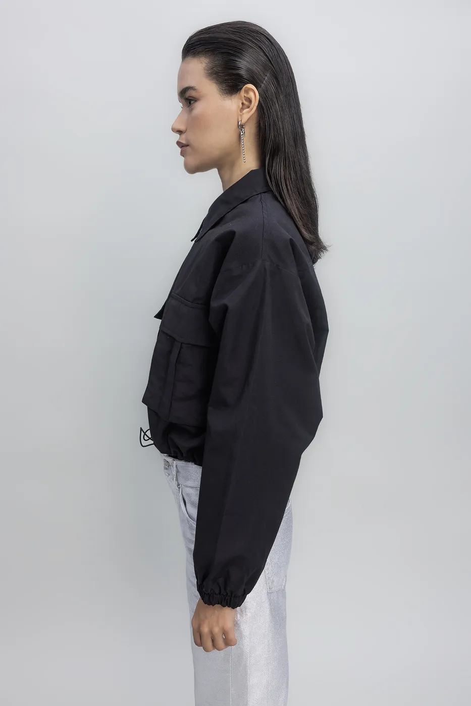 Bayan Siyah Kargo Cepli Mont