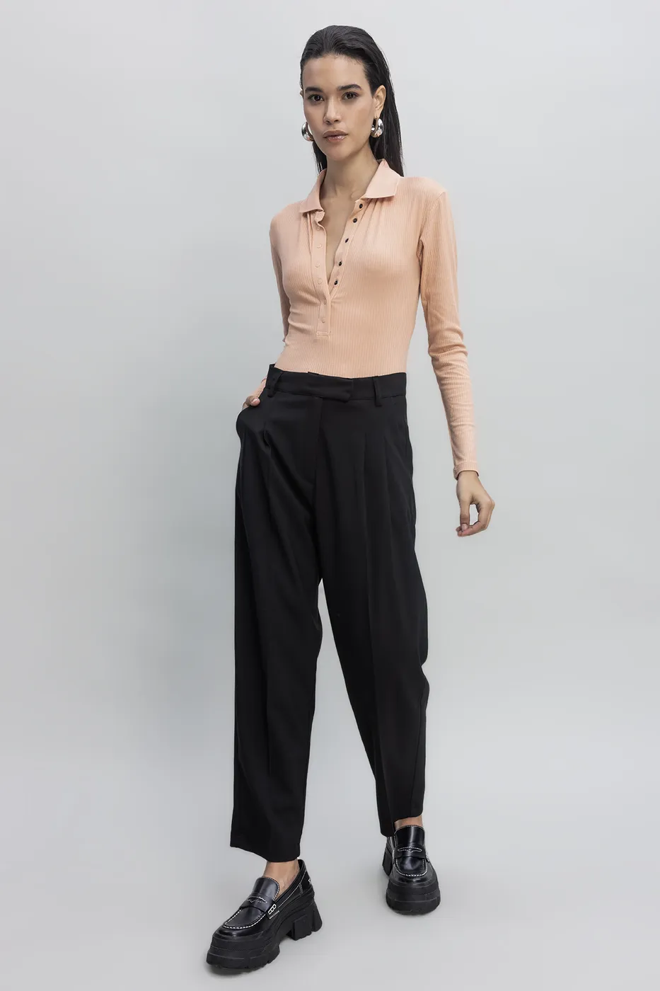 Bayan Siyah Yüksek Bel Havuc Pantolon