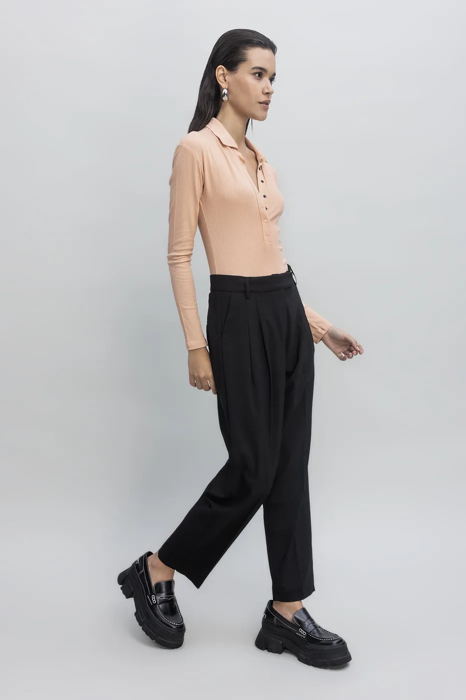 Bayan Siyah Yüksek Bel Havuc Pantolon