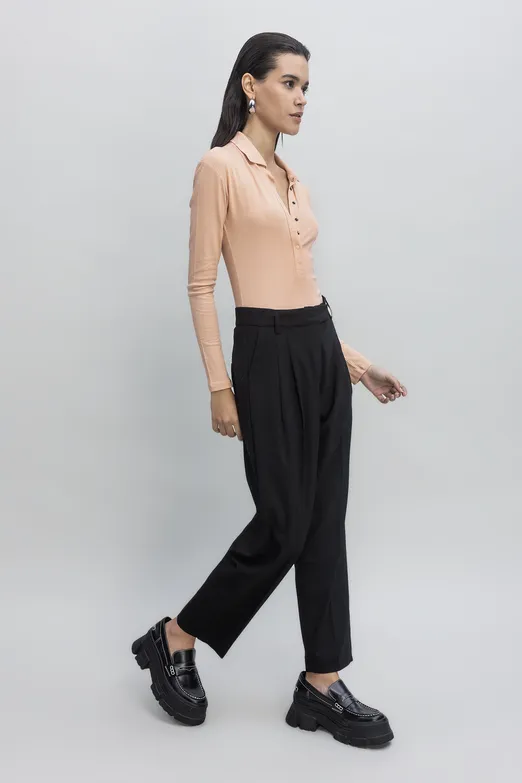 Bayan Siyah Yüksek Bel Havuc Pantolon - BSL