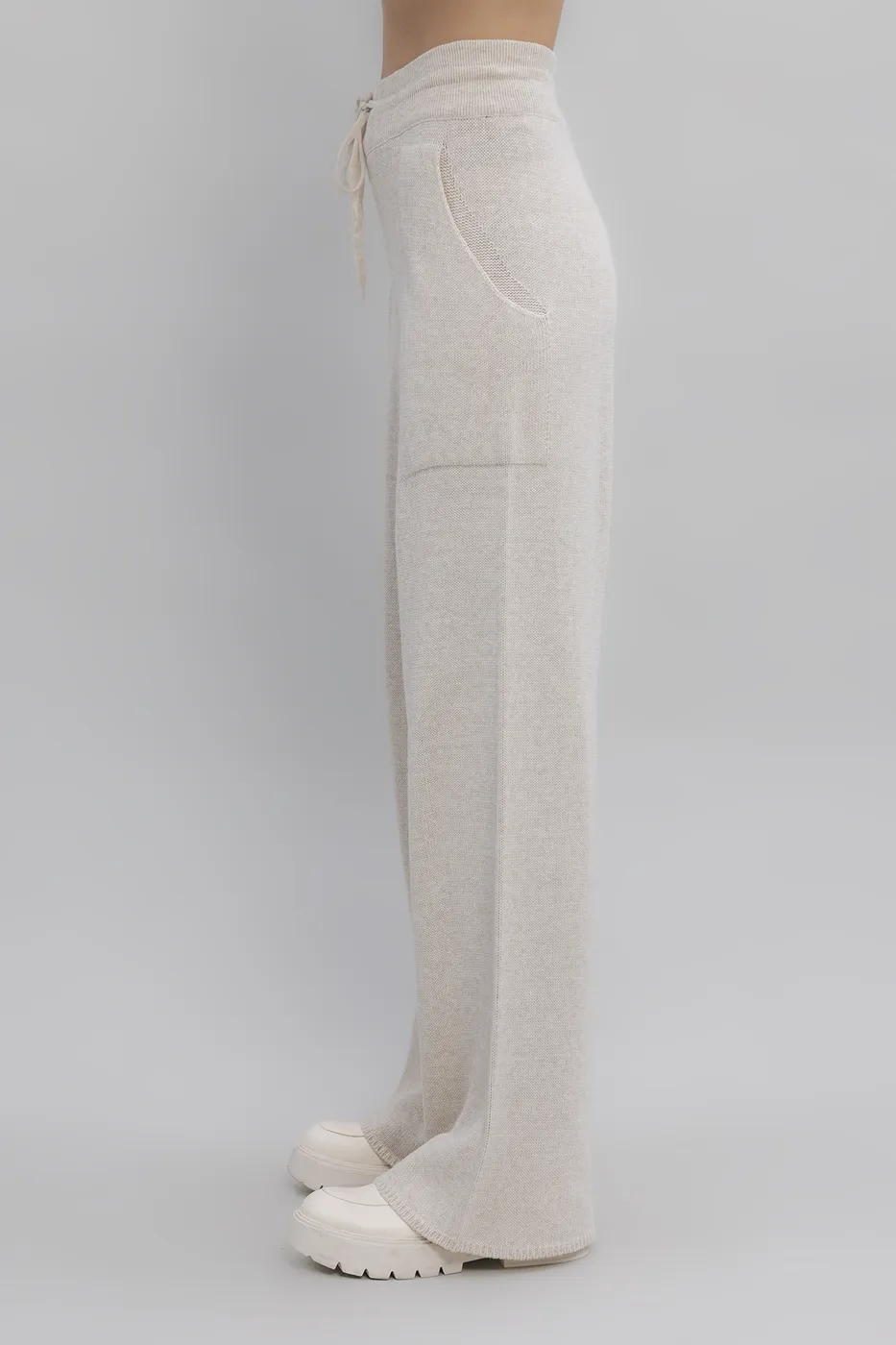 Bayan Krem Cepli Triko Bol Pantolon