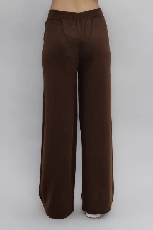 Bayan Kahverengi Cepli Triko Bol Pantolon - BSL