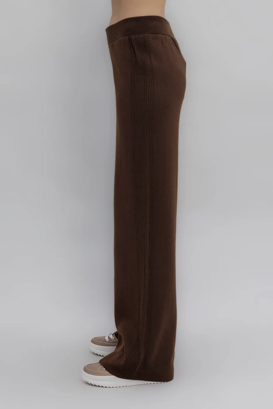 Bayan Kahverengi Cepli Triko Bol Pantolon