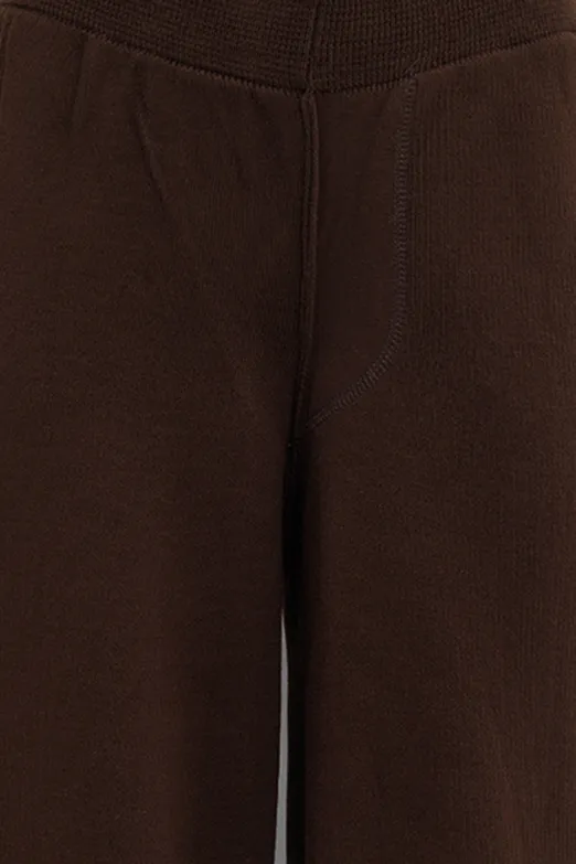 Bayan Kahverengi Cepli Triko Bol Pantolon - BSL