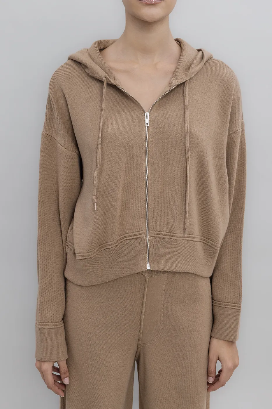 Bayan Vizon Kapüşonlu Triko Spor Kazak