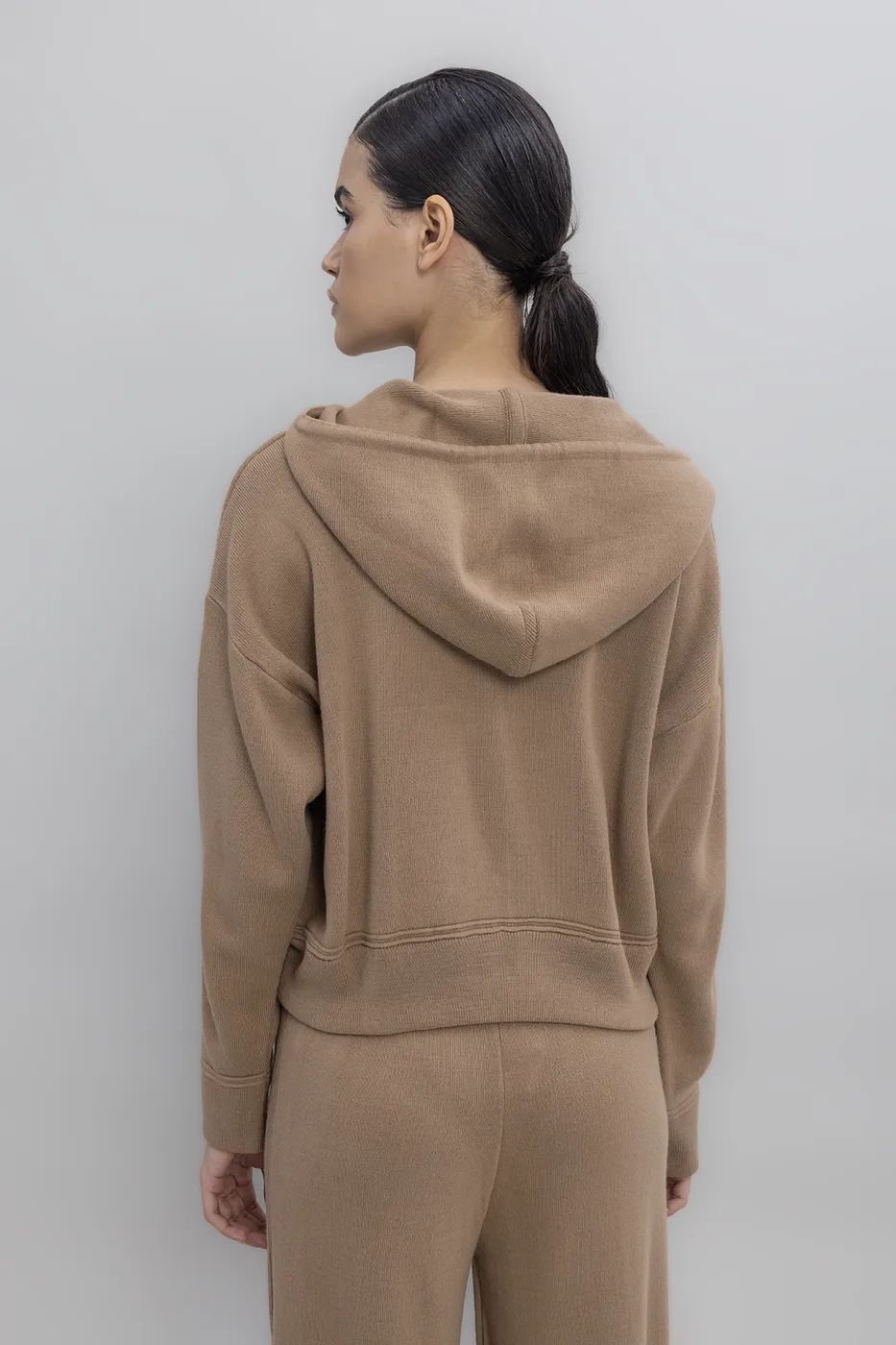 Bayan Vizon Kapüşonlu Triko Spor Kazak