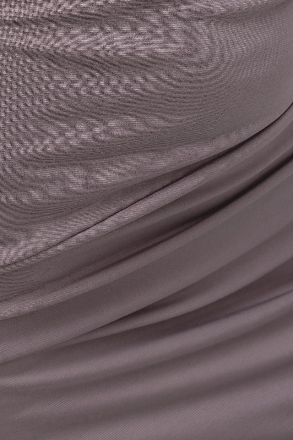 Bayan Vizon Kayık Yakalı Drapeli Maksi Elbise