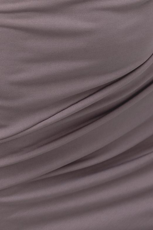 Bayan Vizon Kayık Yakalı Drapeli Maksi Elbise - BSL