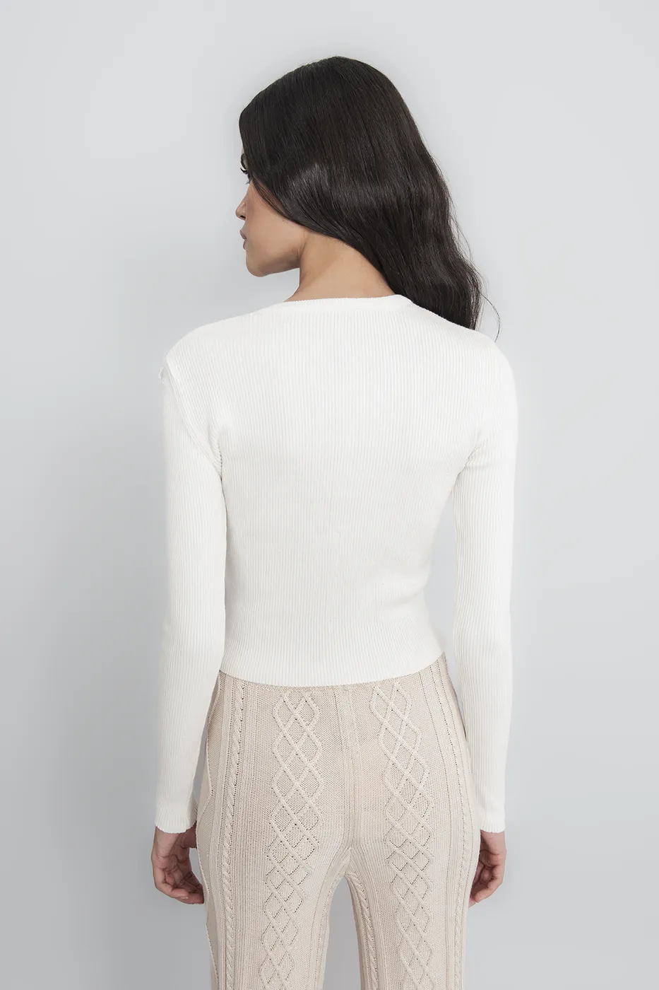 Bayan Kemik Metal Fermuar Kapama Triko Top