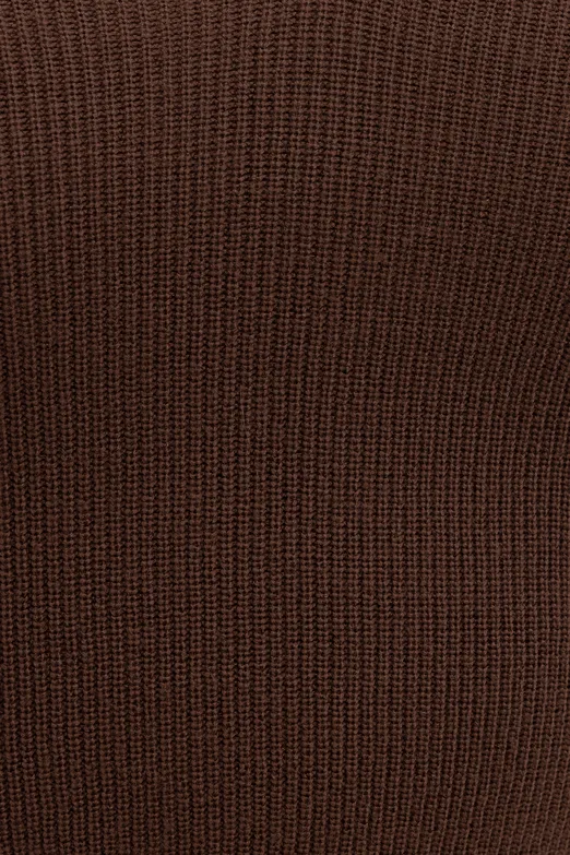 Bayan Kahverengi Triko Carmen Yaka Crop Top - BSL