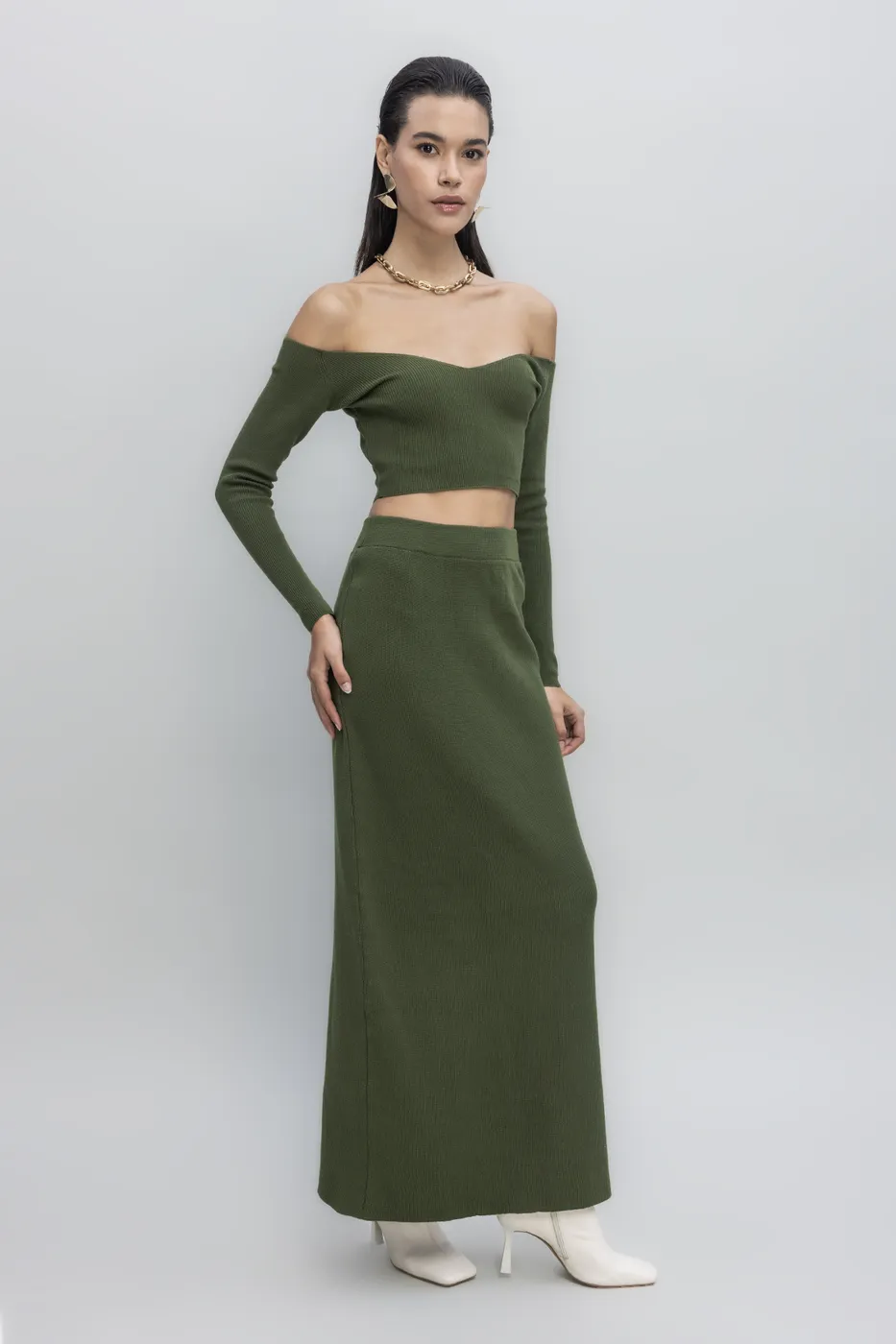 Bayan Haki Triko Maksi Kalem Etek