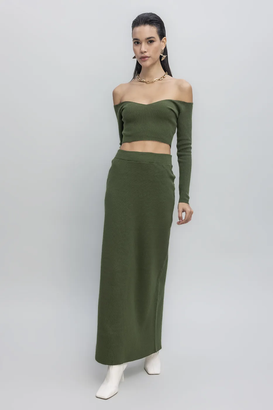 Bayan Haki Triko Maksi Kalem Etek