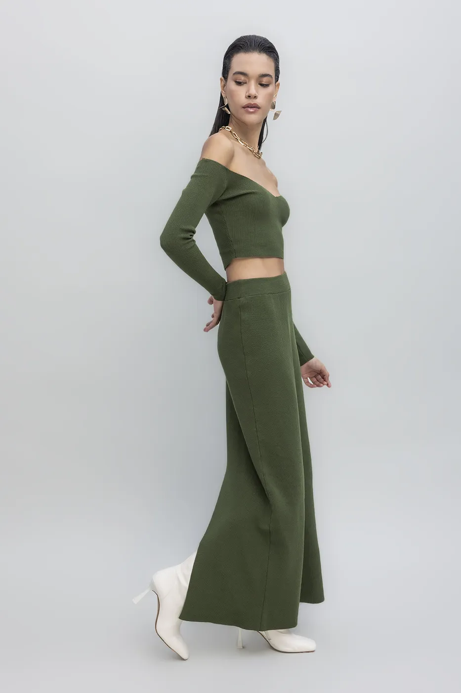 Bayan Haki Triko Maksi Kalem Etek