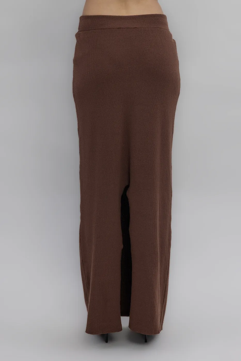 Bayan Kahverengi Triko Maksi Kalem Etek