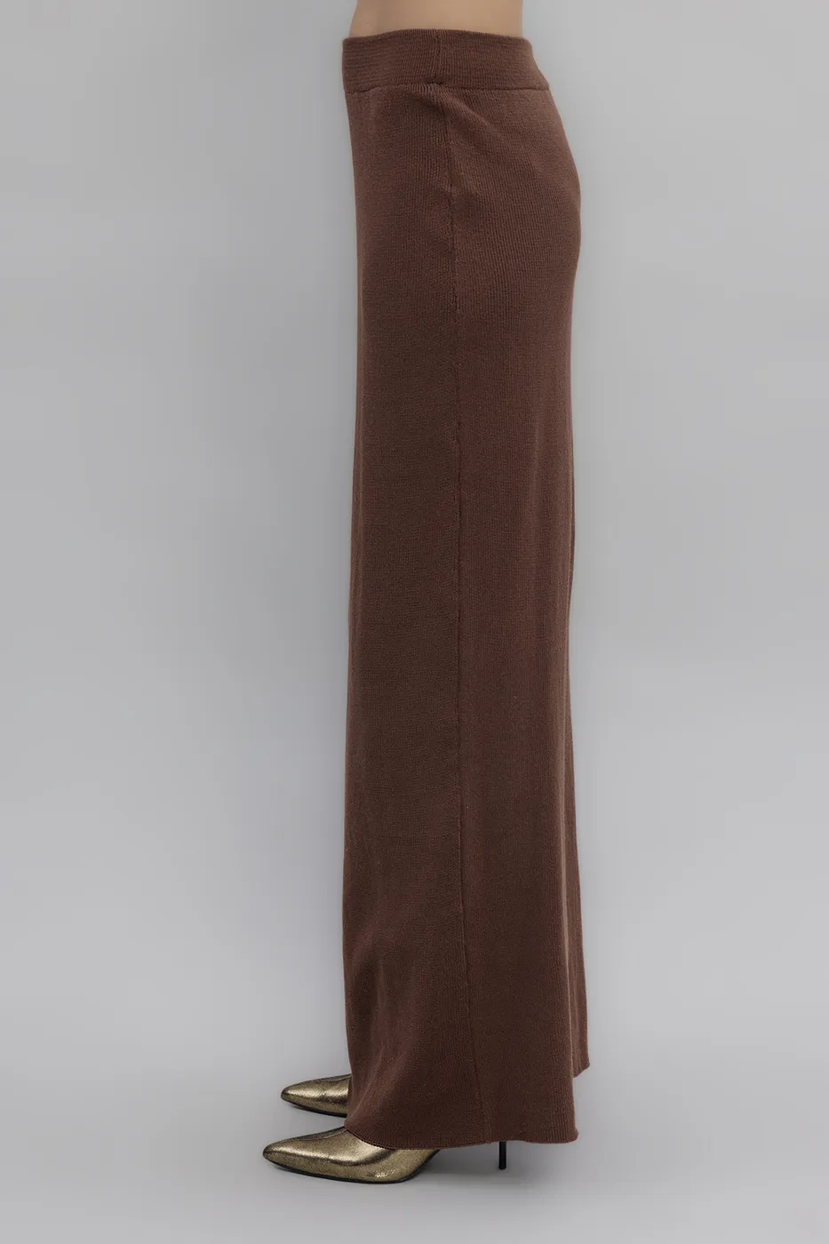 Bayan Kahverengi Triko Maksi Kalem Etek