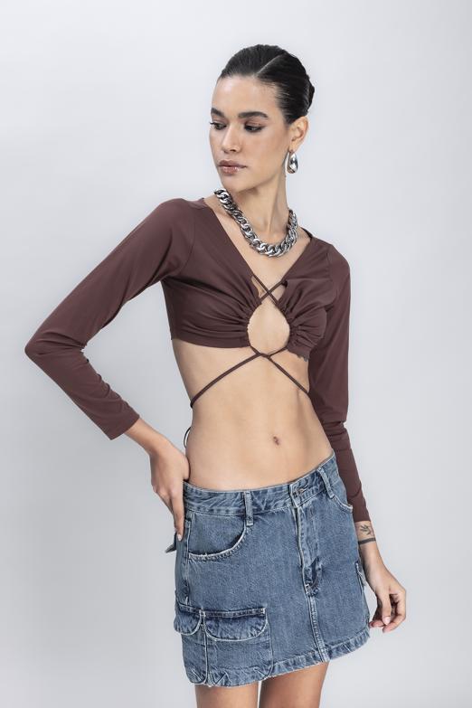 Bayan Mavi Denim Mini Kargo Etek - BSL