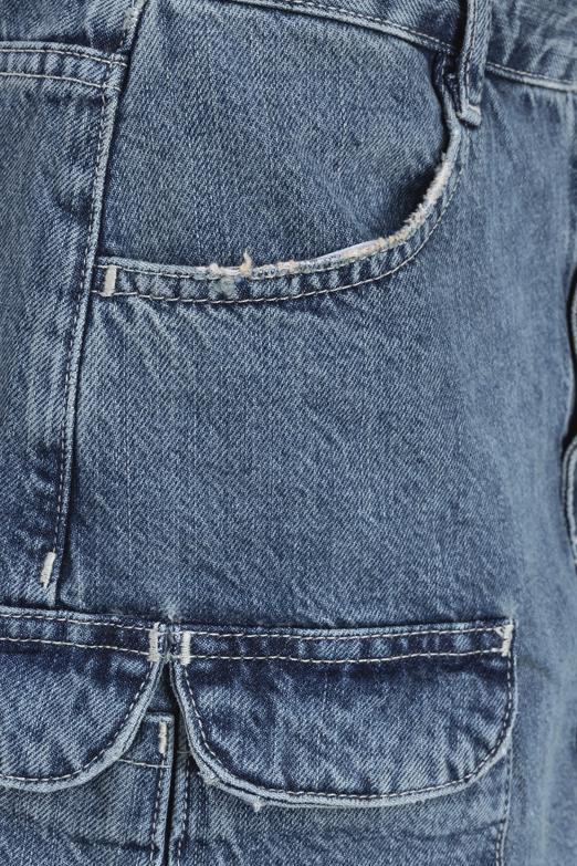 Bayan Mavi Denim Mini Kargo Etek - BSL