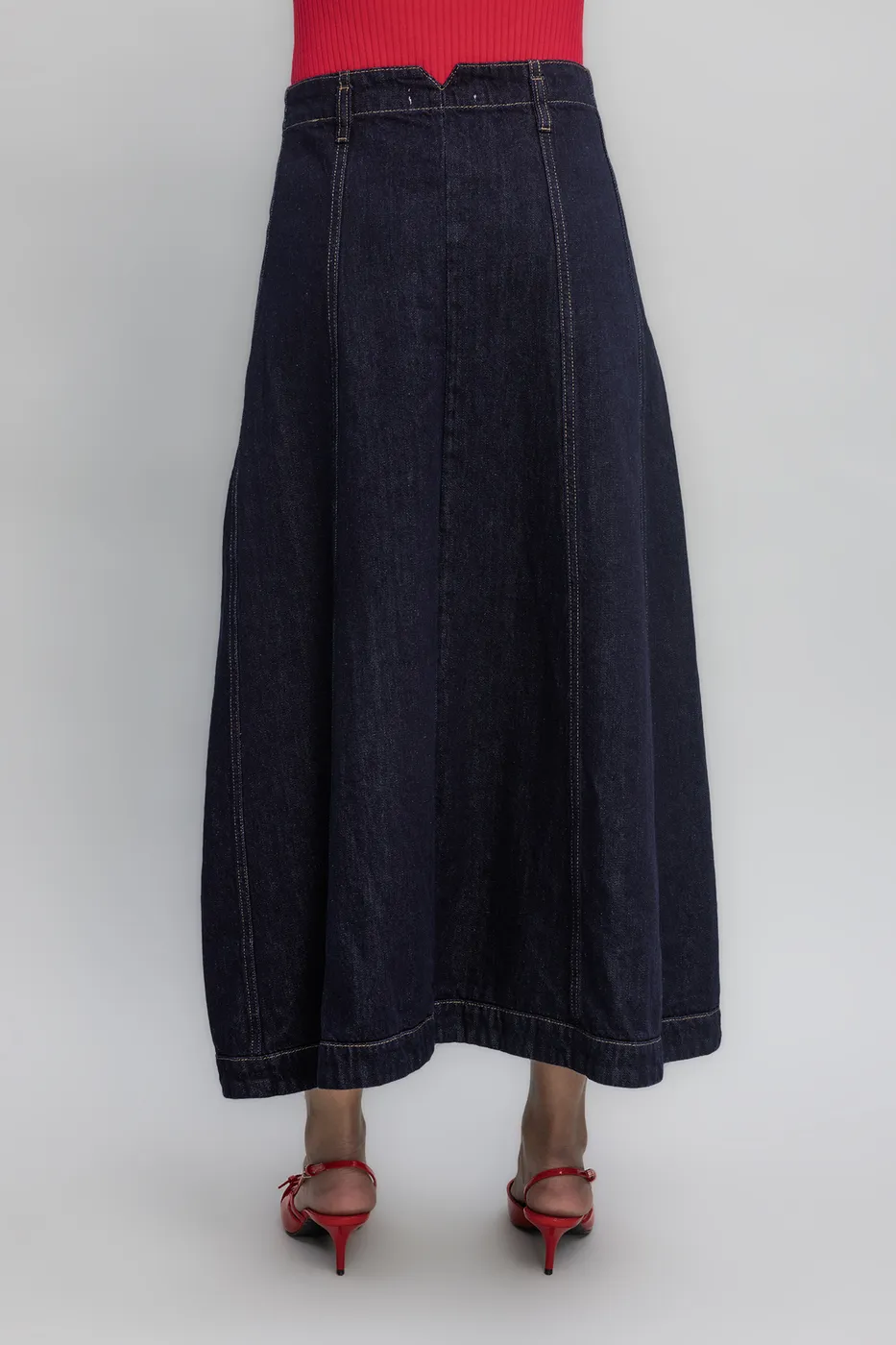 Bayan Lacivert Denim Pelerin Etek